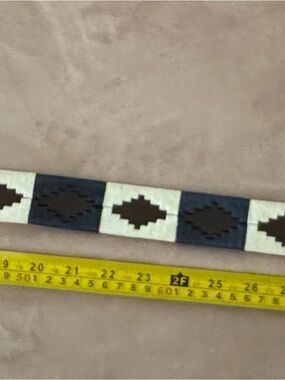 Navy and White Beaded Tribal Pattern Belt